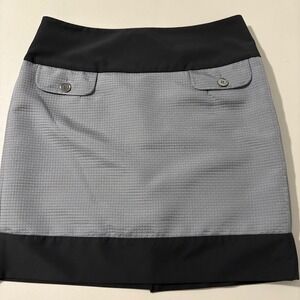 Chelsea & Theodore Skirt Gray Black Mini Waffle‎ Textured Career Work Office
